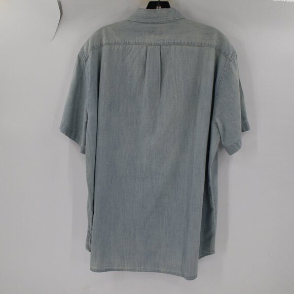 NWT J Crew Shirt Mens XL Indigo Chambray cotton Short Sleeve Classic button down - Picture 7 of 13